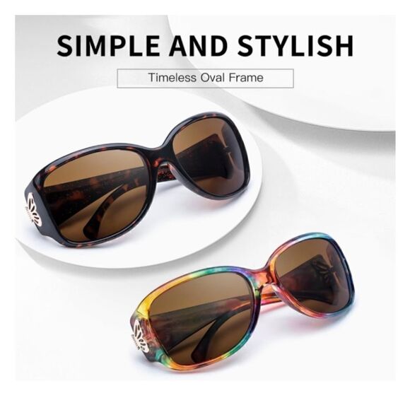 🦋🦋Pack Polarized Sunglasses for Women Trendy Wraparound Glasses Butterfly - Picture 4 of 4